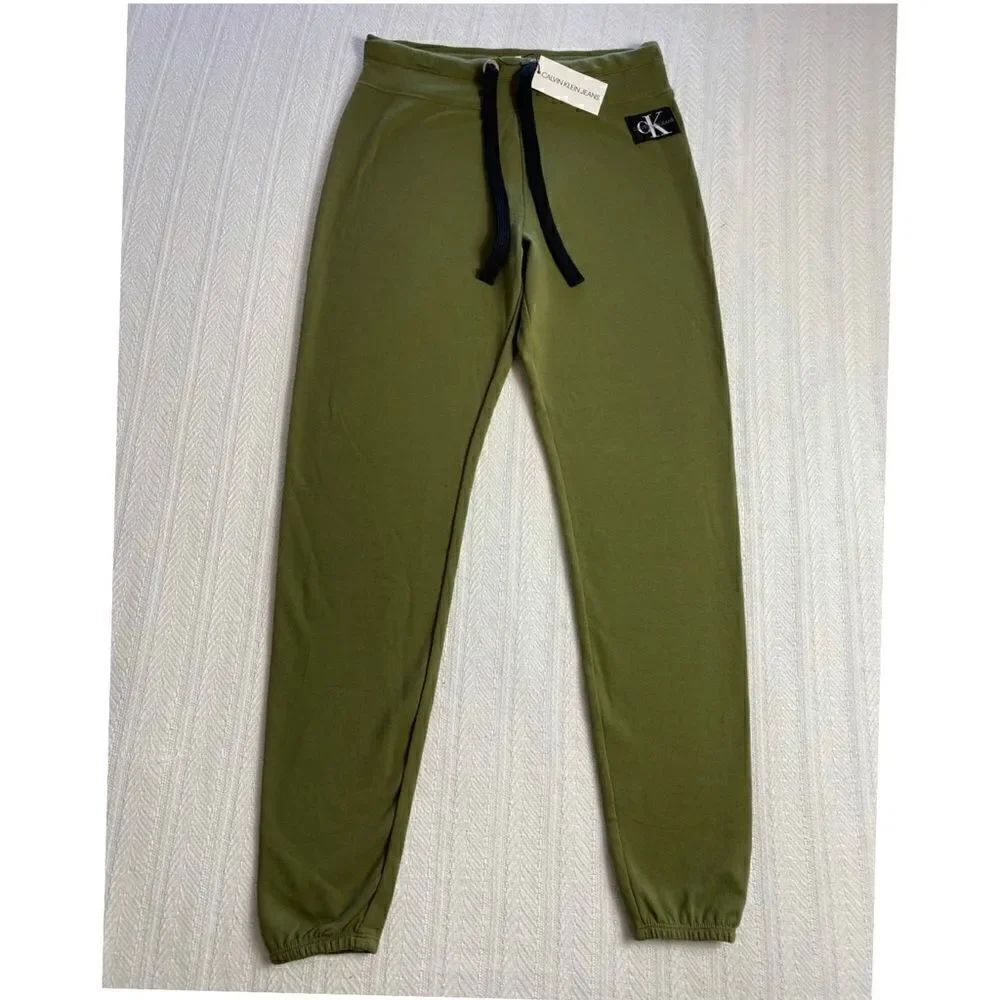 CALVIN KLEIN Women’s Olive Green Logo Patch Jogger Pants
